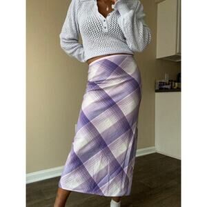 🥶 Urban Outfitters Purple Plaid Maxi Skirt Size Small